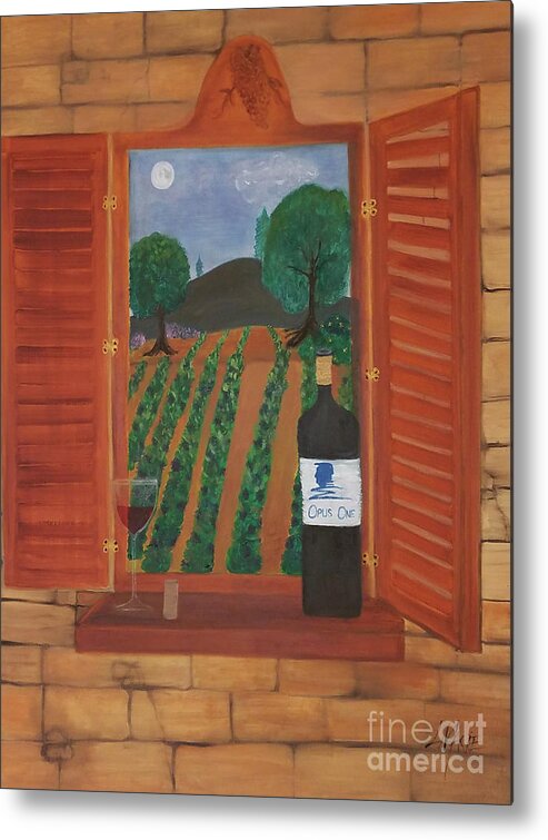 Wine Metal Print featuring the painting Opus One Napa Sonoma by Artist Linda Marie