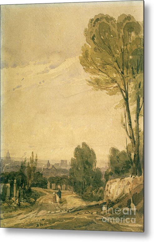 Tranquility Metal Print featuring the drawing Paris Seen From The Pere Lachaise by Print Collector