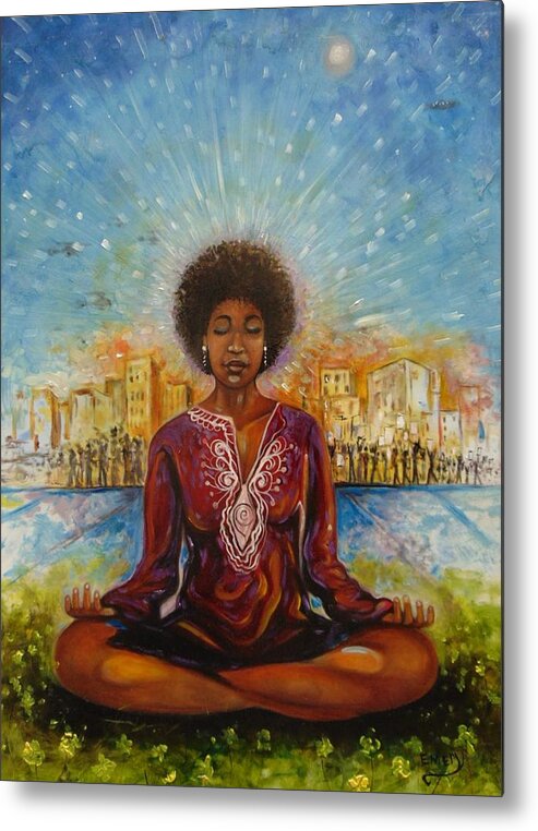 African American Art Metal Print featuring the painting Peace by Emery Franklin