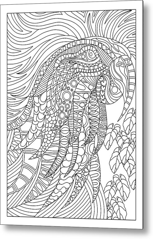 Polly Parrot Metal Print featuring the drawing Polly Parrot by Kathy G. Ahrens