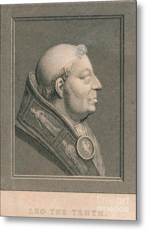 Engraving Metal Print featuring the drawing Pope Leo X 1475-1521, Born Giovanni Di by Print Collector
