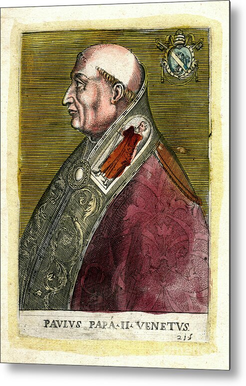 Engraving Metal Print featuring the drawing Pope Paul II by Print Collector