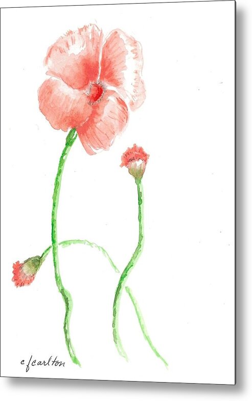 Flower Metal Print featuring the painting Red Poppy by Claudette Carlton