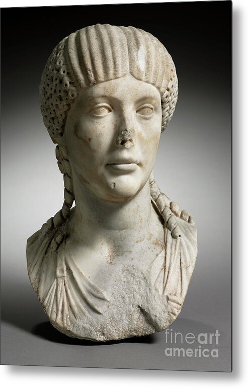 Portrait Of Octavia Metal Print featuring the sculpture Portrait Of Octavia, Wife Of Nero, marble by Roman Imperial Period