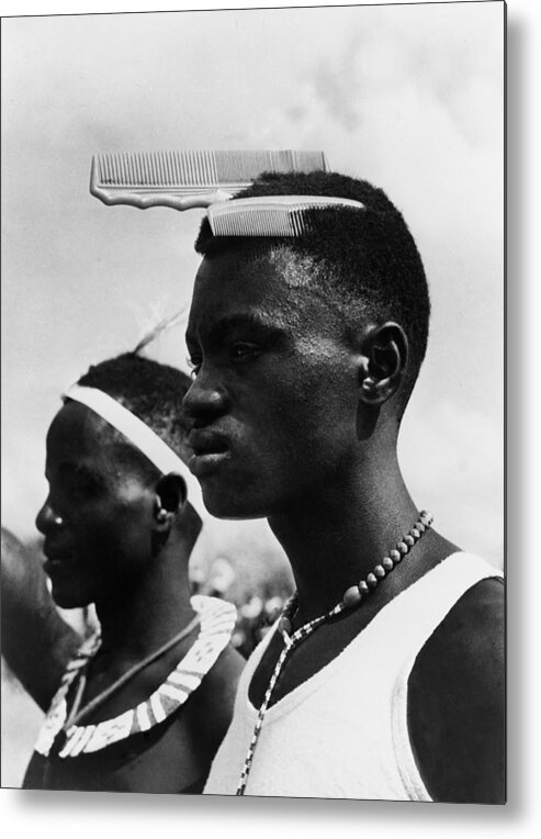 Young Men Metal Print featuring the photograph Portrait Of Two African Young Men, New by Keystone-france