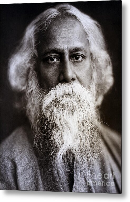 Indian Subcontinent Ethnicity Metal Print featuring the photograph Rabrindrath Tagore, Indian Poet by Bettmann