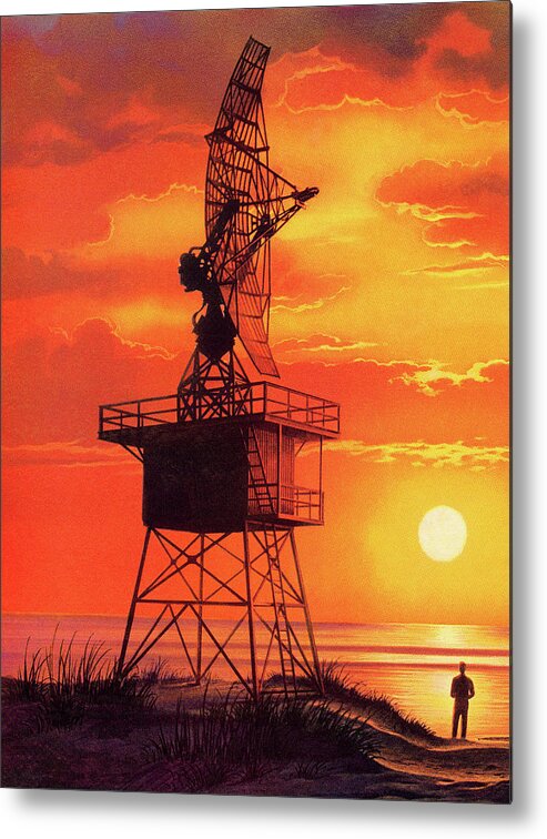 Antenna Metal Print featuring the drawing Radar Tower by CSA Images