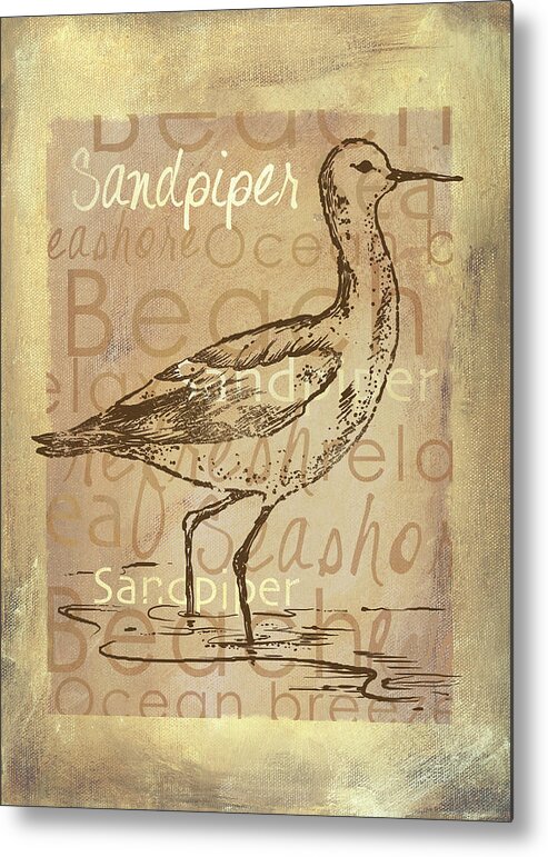 Sandpiper Metal Print featuring the mixed media Shore Life II by Fiona Stokes-gilbert