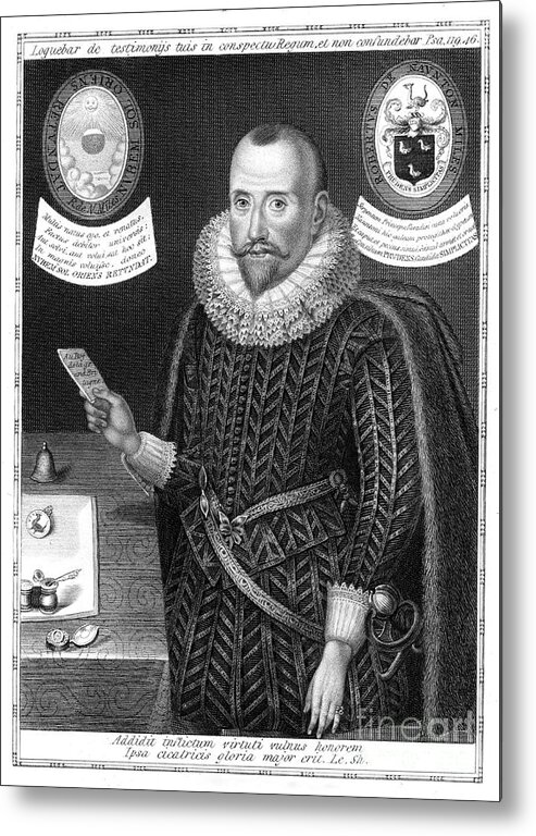 Engraving Metal Print featuring the drawing Sir Robert Naunton, English Politician by Print Collector