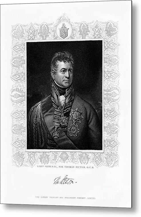 Engraving Metal Print featuring the drawing Sir Thomas Picton, British Military by Print Collector