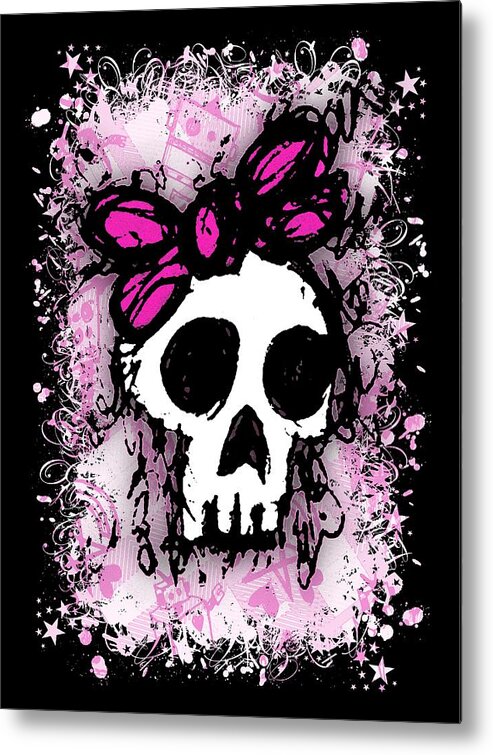 Skull Metal Print featuring the digital art Sketched Skull Princess Graphic by Roseanne Jones