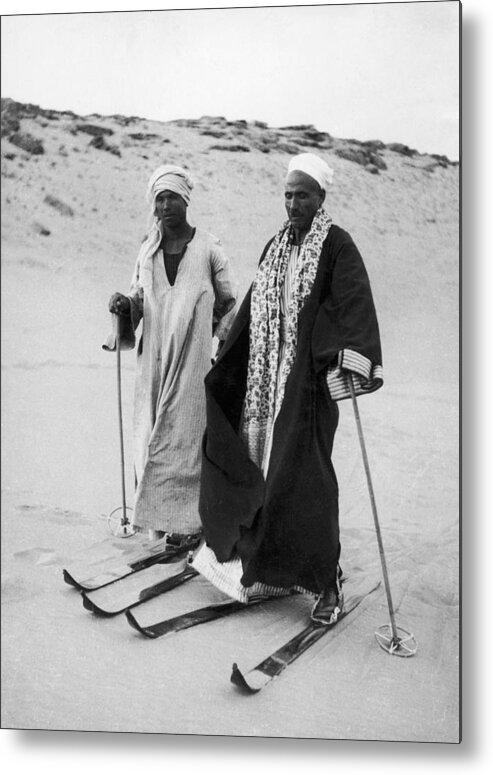 Skiing Metal Print featuring the photograph Skiers On The Sand In Egypt In 1939 by Keystone-france