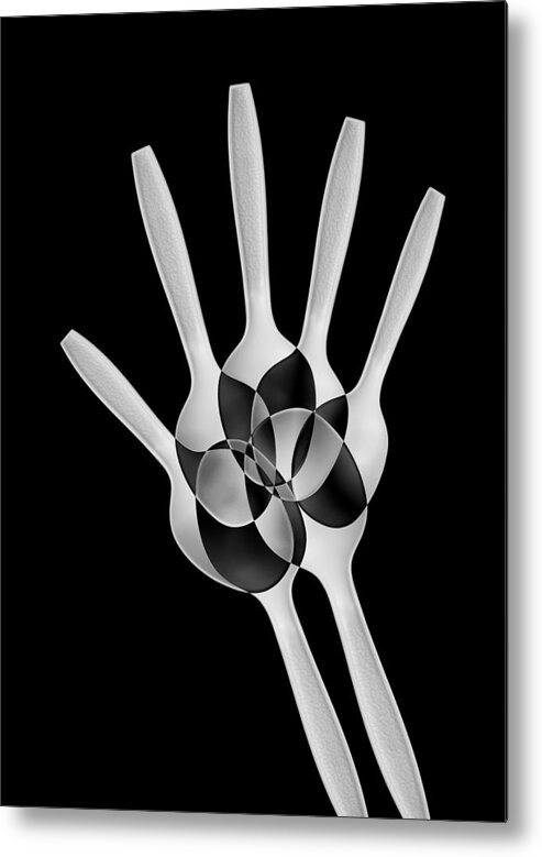 Hand Metal Print featuring the photograph Spoons Abstract: Xray by Jacqueline Hammer