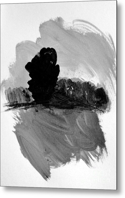 Abstract Landscape Metal Print featuring the painting Summer - black and white by Vesna Antic