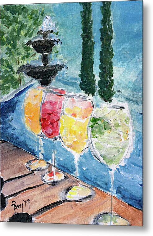 Wine Metal Print featuring the painting Summer Wine by Roxy Rich