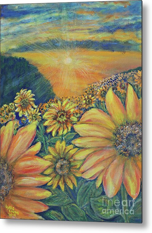 Flowers Metal Print featuring the painting Sunflower Hill by Lyric Lucas