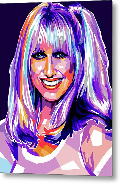 Suzanne Metal Print featuring the digital art Suzanne Somers pop art by Movie World Posters