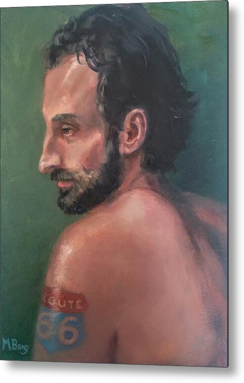 Portrait Metal Print featuring the painting Tattoo by Marian Berg