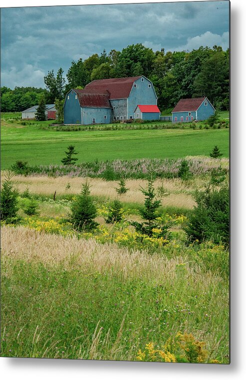 Pei Metal Print featuring the photograph The Blue Barn, Vertical by Marcy Wielfaert