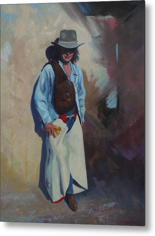 Firurative Art Metal Print featuring the painting The Cowgirl by Carolyne Hawley