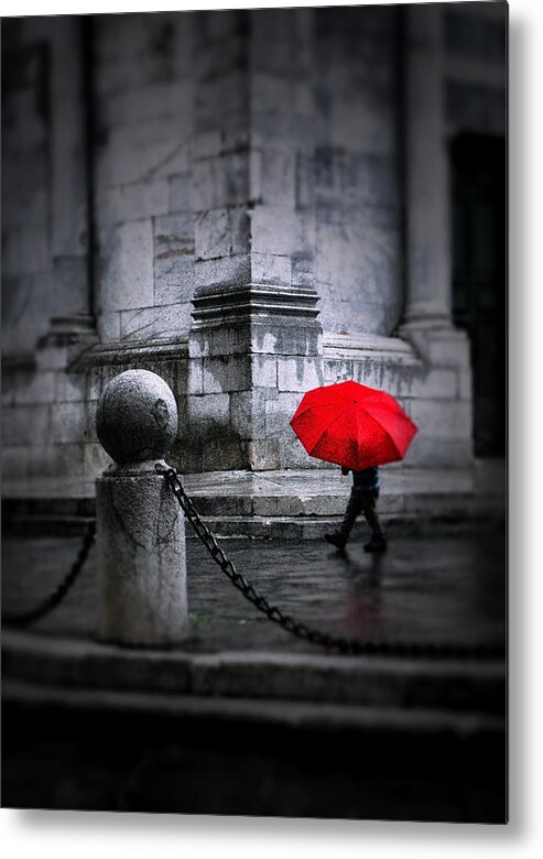 Rain Metal Print featuring the photograph The Passerby by Saskia Dingemans