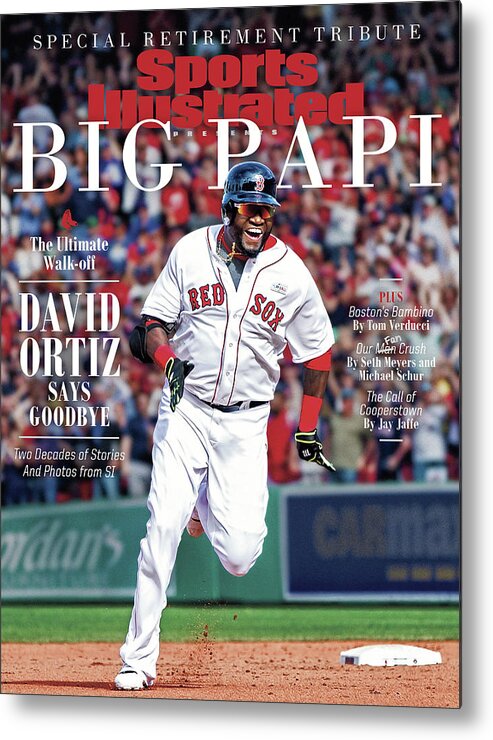 American League Baseball Metal Print featuring the photograph The Ultimate Walk-off David Ortiz Says Goodbye Sports Illustrated Cover by Sports Illustrated