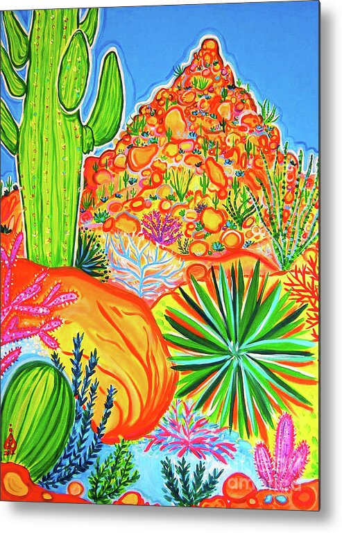Rachel Houseman Metal Print featuring the painting Thompson Peak Cactus by Rachel Houseman