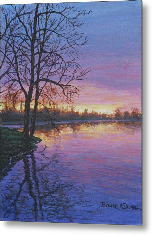 Nighttime Water Scene Metal Print featuring the painting Twilight by Bruce Dumas