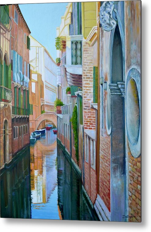 Venice Metal Print featuring the painting Venice Canal Scene by Dai Wynn
