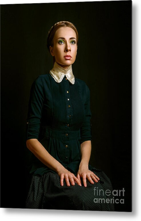 Dress Metal Print featuring the photograph Vintage Portrait Of A Seated Woman by Ishimaru