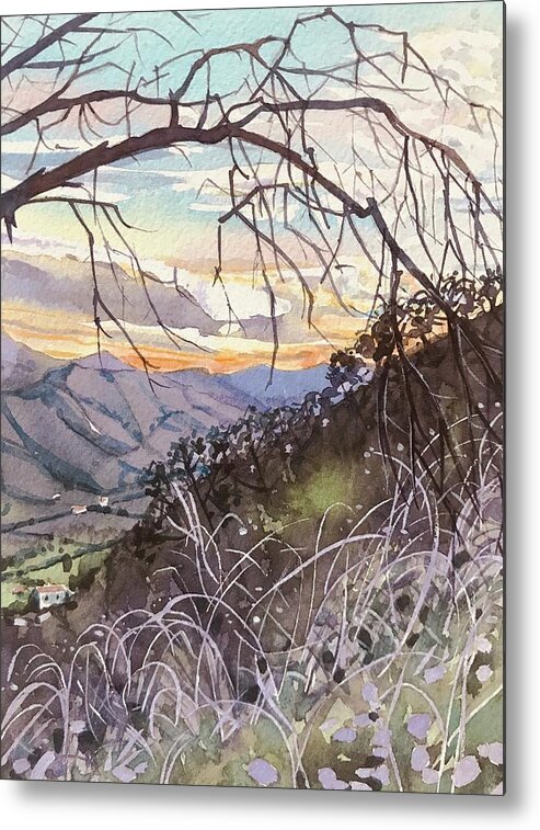 Santa Monica Metal Print featuring the painting Winter in the Canyon by Luisa Millicent