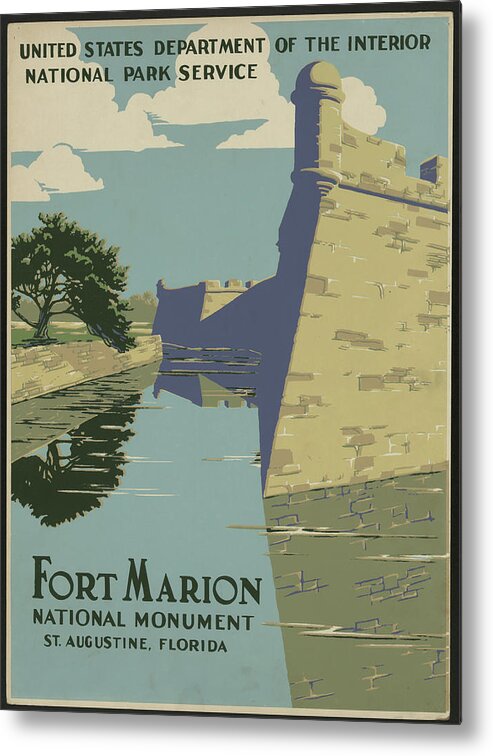 Vintage Poster Metal Print featuring the Wpa_fort Marion by Vintage Apple Collection