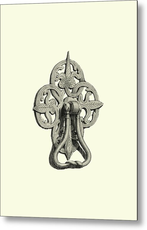 Architecture Metal Print featuring the painting Wrought Iron Door Knocker Iv by Vision Studio