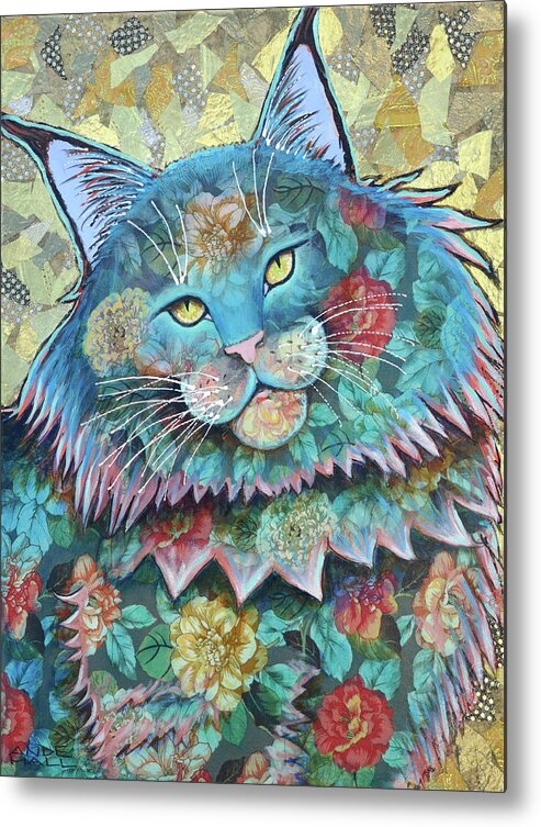 Maine Coon Metal Print featuring the painting Zelda by Ande Hall