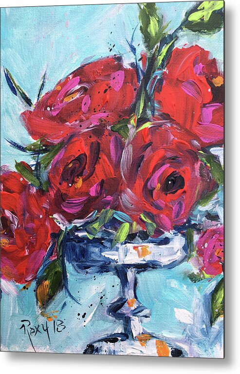 Roses Metal Print featuring the painting Afternoon Roses #1 by Roxy Rich