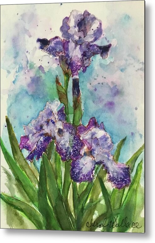 Bearded Iris Metal Print featuring the painting Birthday Blessings #2 by Cheryl Wallace