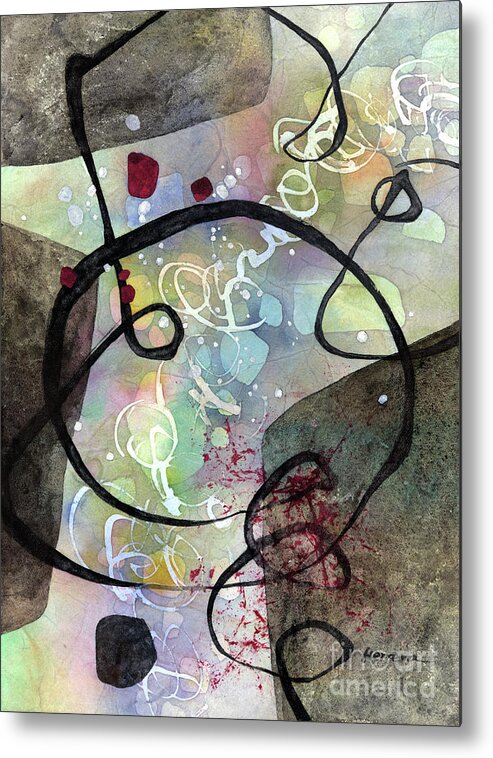 Abstract Metal Print featuring the painting Black Passage 2 - Pastel Colors by Hailey E Herrera