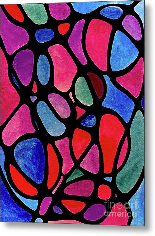 Bright Metal Print featuring the mixed media Bright Shapes2 by Lisa Neuman