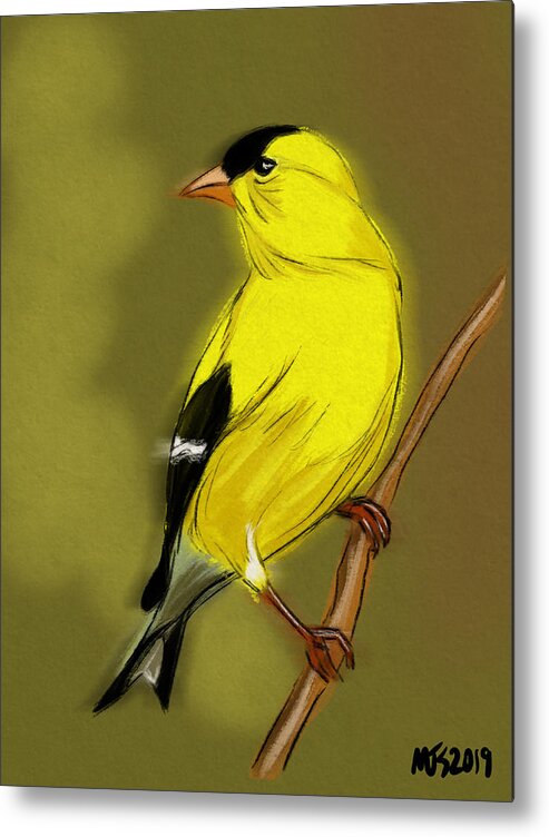 Birds Metal Print featuring the digital art Goldfinch #1 by Michael Kallstrom