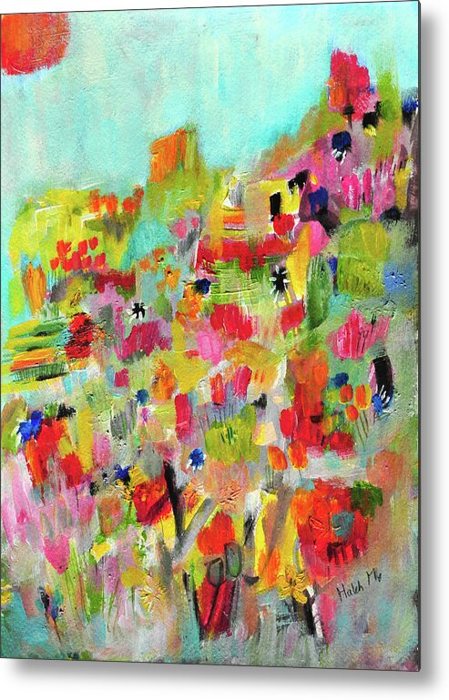 Flower Fields Metal Print featuring the mixed media I Choose Happiness #1 by Haleh Mahbod