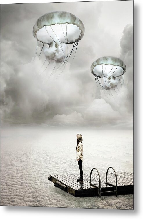 Surrealism Metal Print featuring the mixed media In Dreams #1 by Jacky Gerritsen
