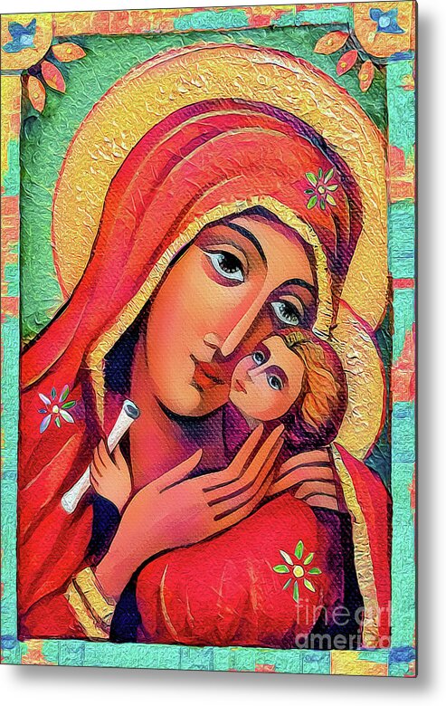 Mother And Child Metal Print featuring the painting Madonna and Child #2 by Eva Campbell