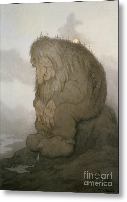 Theodor Kittelsen Metal Print featuring the painting The troll that wonders how old he is #2 by O Vaering