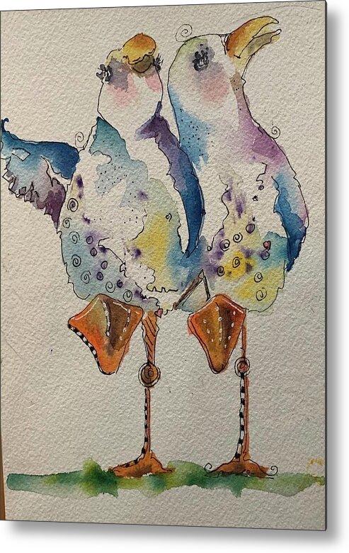 Seagull Metal Print featuring the painting The two of us by Carla Flegel