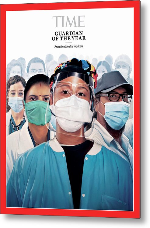 2020 Guardian Of The Year Metal Print featuring the photograph 2020 Guardians of the Year Frontline Healthcare Workers by Illustration by Tim O'Brien for TIME