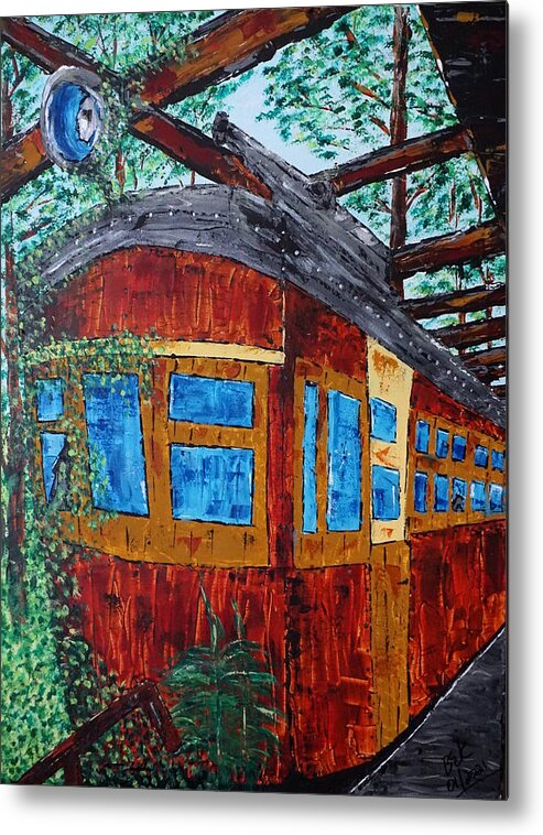 Trolley Metal Print featuring the painting Abandoned Trolley by Brent Knippel