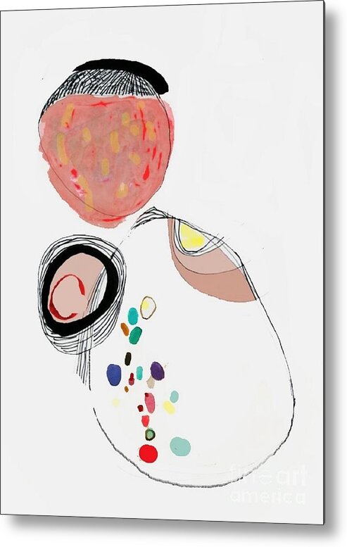 Drawing Metal Print featuring the painting Abstract - drawing circles by Vesna Antic