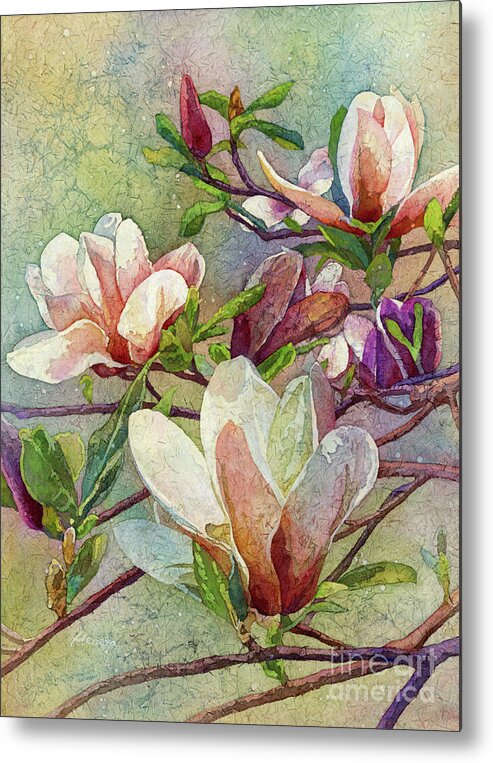 Magnolia Metal Print featuring the painting After a Fresh Rain by Hailey E Herrera