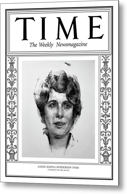 Time Metal Print featuring the photograph Aimee Semple McPherson, 1926 by Illustration by George Dawnay for TIME