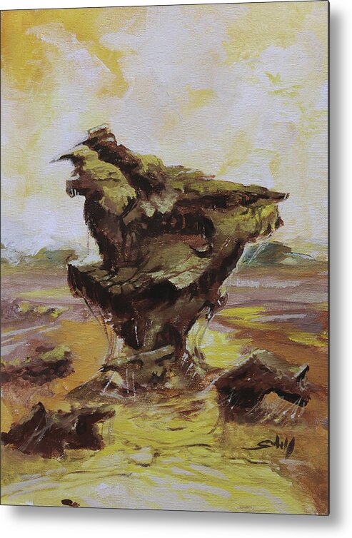 Gothic Metal Print featuring the painting Alien landscape C Zone by Sv Bell